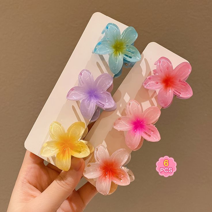Korean hair style - 6 pcs Medium Flower Hair Claw Clip - Hawaiian Flower Clip for Women and Girls