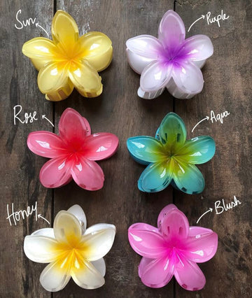 Korean hair style - 6 pcs Medium Flower Hair Claw Clip - Hawaiian Flower Clip for Women and Girls