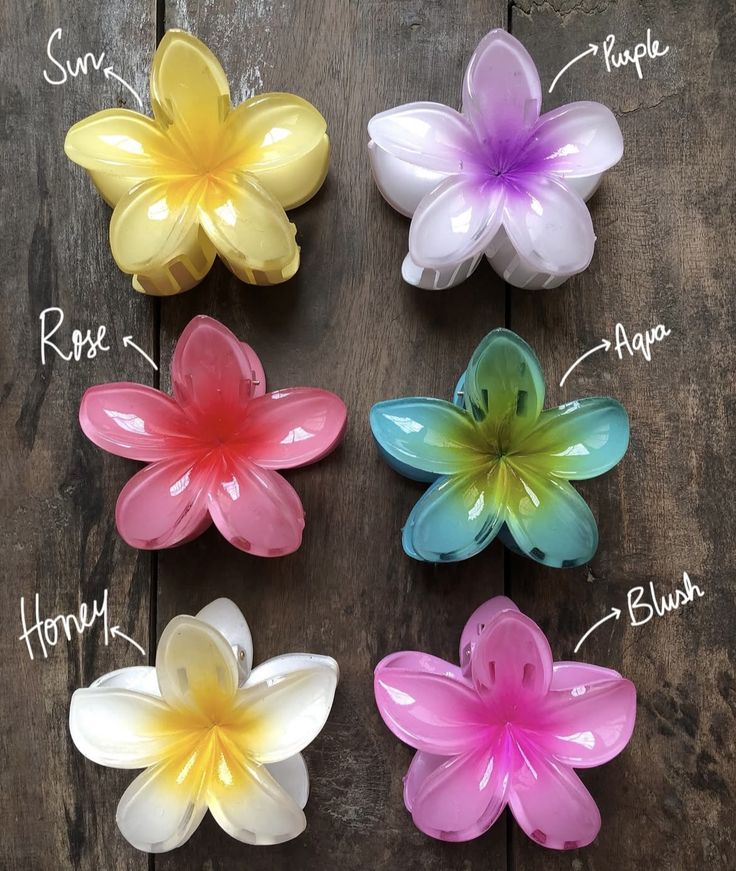 Korean hair style - 6 pcs Medium Flower Hair Claw Clip - Hawaiian Flower Clip for Women and Girls
