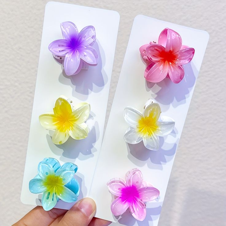 Korean hair style - 6 pcs Medium Flower Hair Claw Clip - Hawaiian Flower Clip for Women and Girls